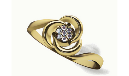 Diamond Ring 18K Gold Tri-Color – Design 32