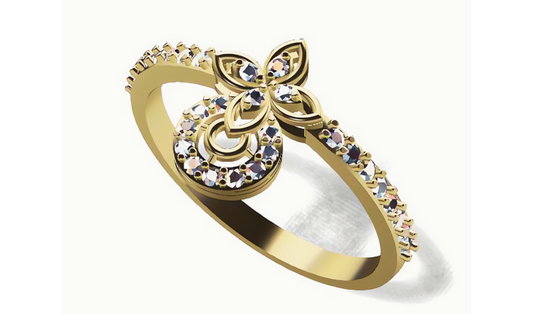 Diamond Ring 18K Gold Tri-Color – Design 40