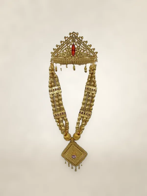 Three-row Comorian tourousse necklace in 21K gold
