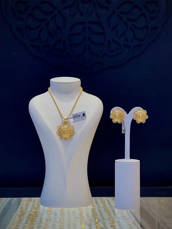 Delicate flower pendant and earring set