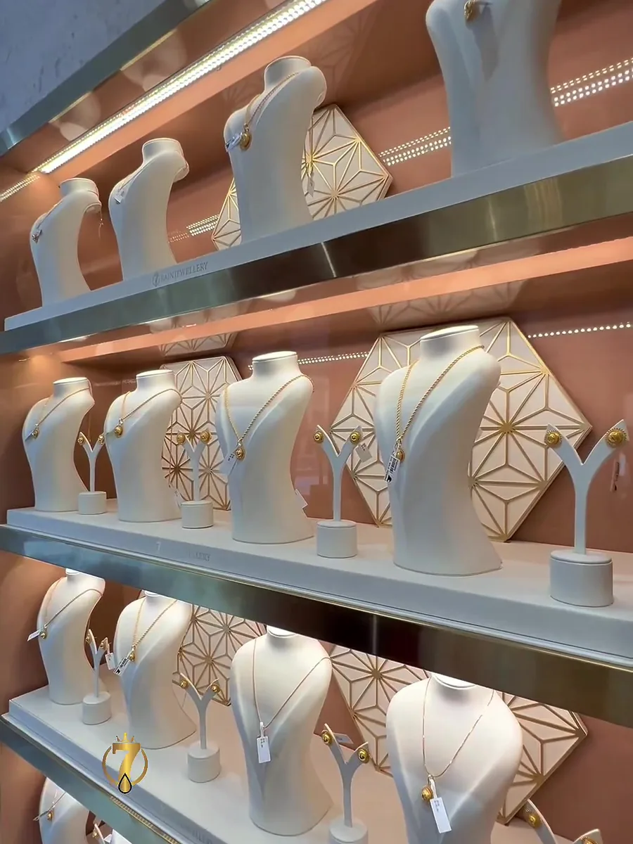 Necklace display in our Gold Souk showroom