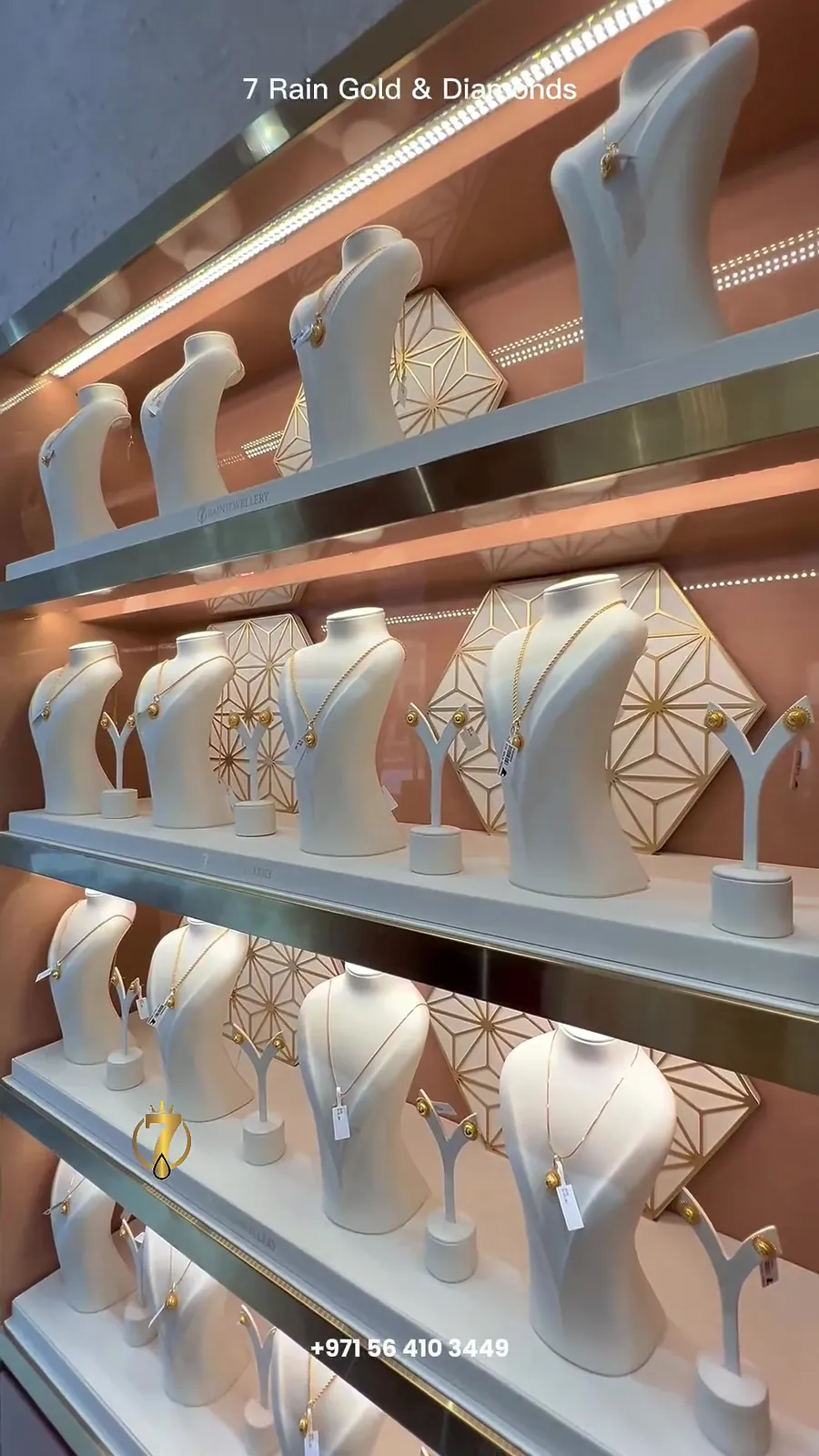 Necklace display in our Gold Souk showroom